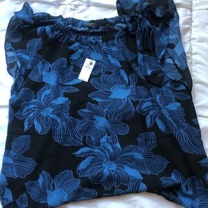 Banana Republic Black and Blue Floral Top